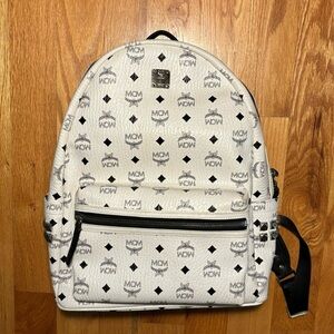 MCM white leather Full size Backpack 🔥